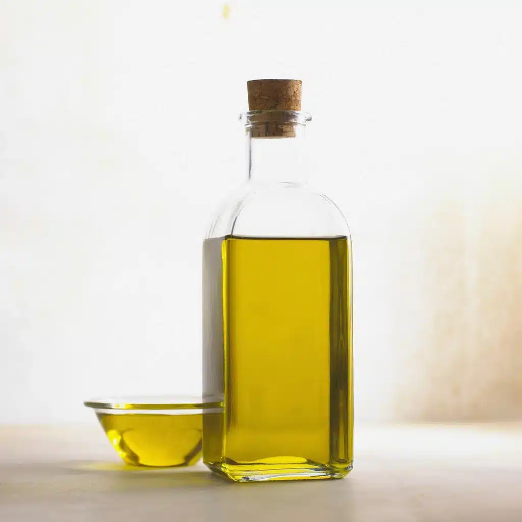 Botella de cristal con aceite de oliva
